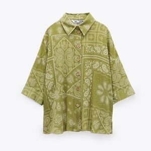 Zara Paisley Button Down Shirt Size small